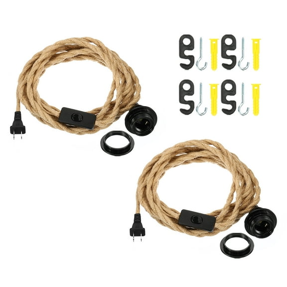 15Ft Plug in Pendant Light Cord Industrial Vintage Hanging Light Kit with Switch for E26 Bulb 2 Pack