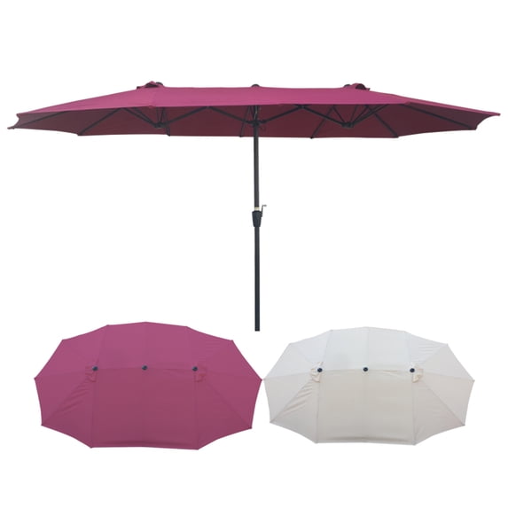 15Ftx9FtDouble-Sided Patio Umbrella Outdoor Market Table Garden Extra ...