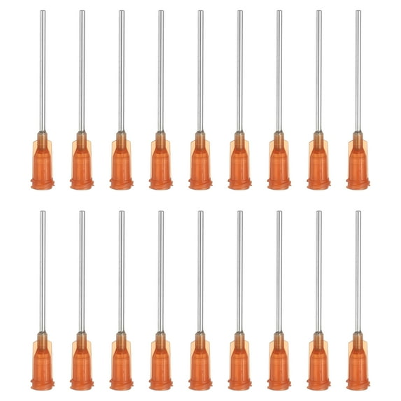 15Ga Dispensing Needles, 18PCS 1.5 Inch Industrial Blunt Tip Dispensing Needle Syringes with Luer Lock Needle 2inch Long for Refilling Liquid Inks Adhesive Glue Oil, Dark Brown