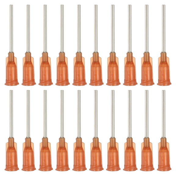 15Ga Dispensing Needles, 52PCS 1 Inch Industrial Blunt Tip Dispensing Needle Syringes with Luer Lock Needle for Refilling Liquid Inks Adhesive Glue Oil,Dark Brown