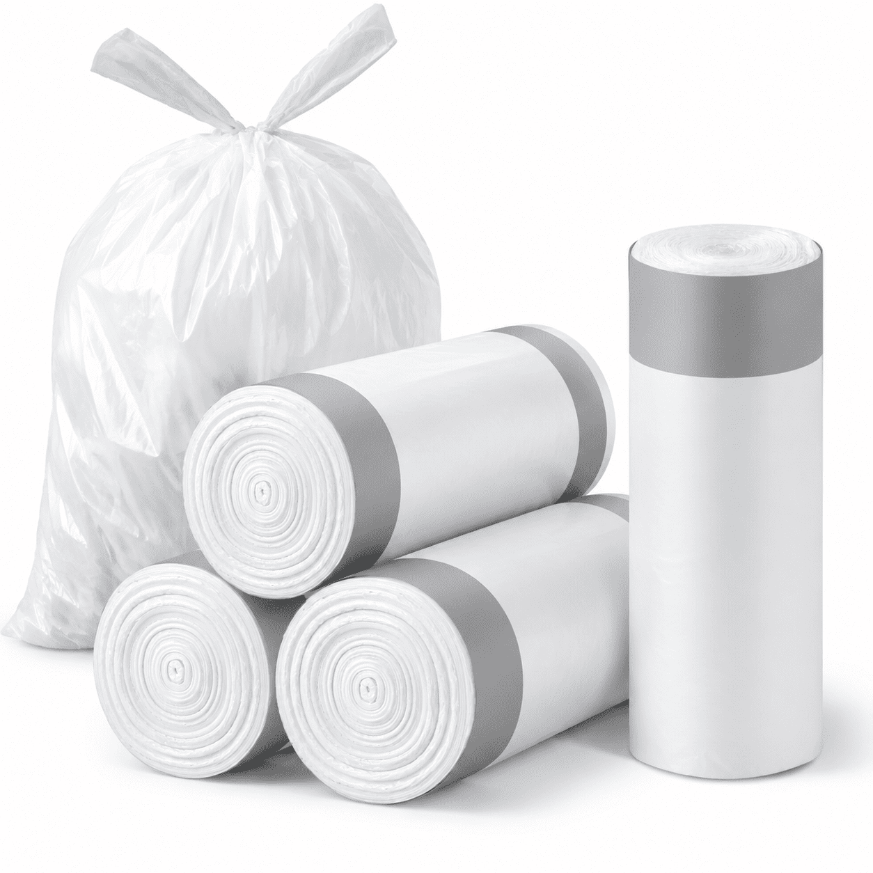 15Gal White 120 Counts Heavy Duty Drawstring Garbage Bags for Large ...