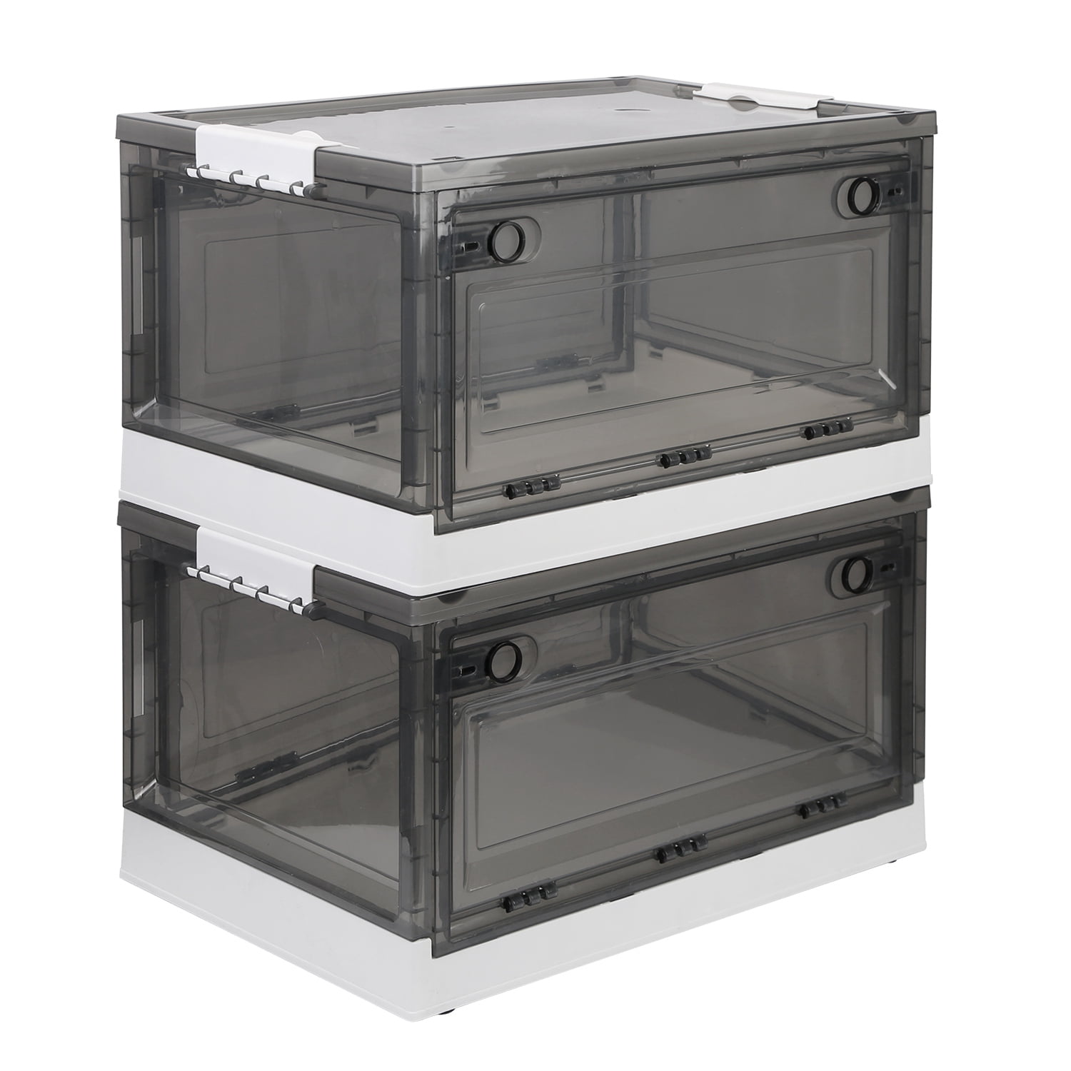 15Gallon Foldable Plastic Storage Bins with Lids & Wheels, TeqHome 2 Packs Large Collapsible Storage Box Organizer Toy Container, Stackable Closet Organizer for Clothes Toys Books