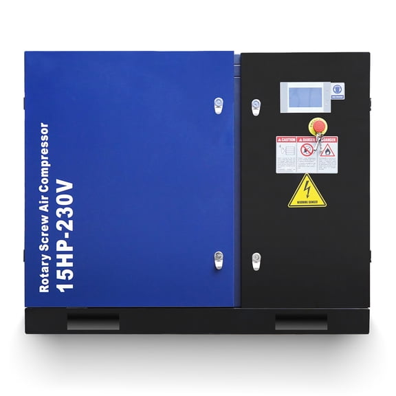 15HP Rotary Screw Air Compressor, 56 CFM, 125PSI, 230V 3PHASE 60HZ, Fixed Speed Compressor, Industrial-Grade, Heavy Duty Air Compressed System