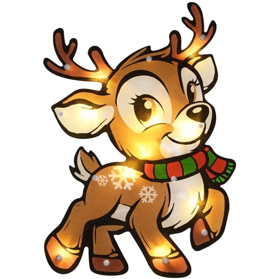 Indoor/Outdoor Light-Up Shimmering Reindeer Hanging Christmas Decoration with 10 LED Lights, Warm White, 15", by Holiday Time