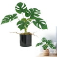 thumbnail image 1 of 15In Artificial Monstera Tree, Faux Floor Plant with 6 Leaves, Indoor Outdoor Decoration for Home Office Living Room Patio, Black Pot, 1 of 9