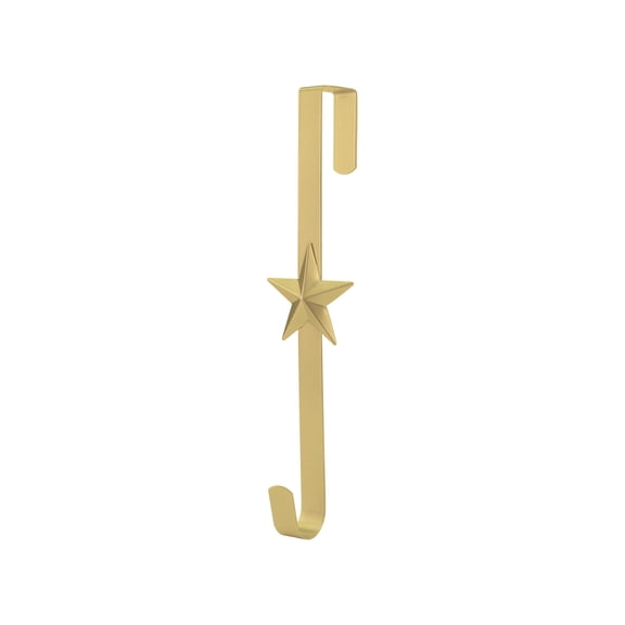 15In Metal Wreath Hanger for Front Door Sturdy over the Door Hook with Star Design in Gold for Holiday Porch Decor