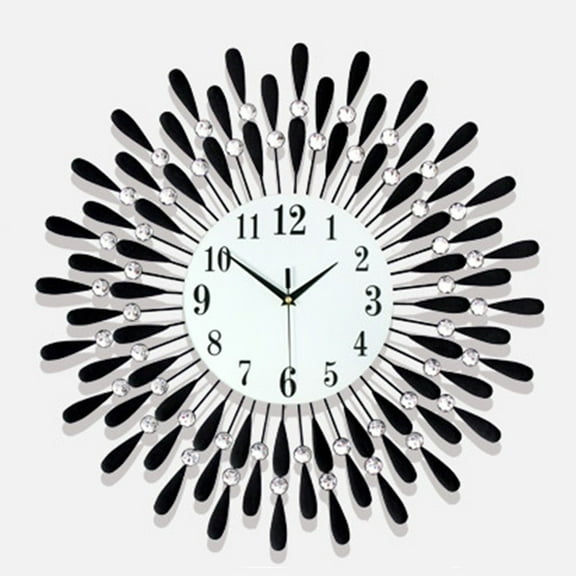 15In Wall Clock For Living Room Decor Quiet Petals Dial Wall Clock Black Bedroom