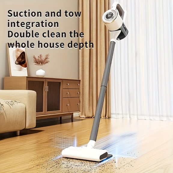 15KPa Max Suction Cordless Vacuum, 3-in-1 Multi-Function Cleaner, Spiral Deep Clean, Long Handle & Durable Build, Portable Handheld for Tile, Hardwood Floors, Indoor Daily Cleaning