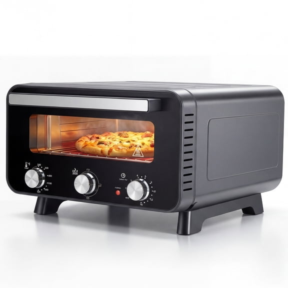 EDX Pizza Oven 15L 1700W, 80-400℃, 2 Mins Bake 12" Pizza, Stainless Steel Front, 320*320mm Pizza Stone, Mechanical Control