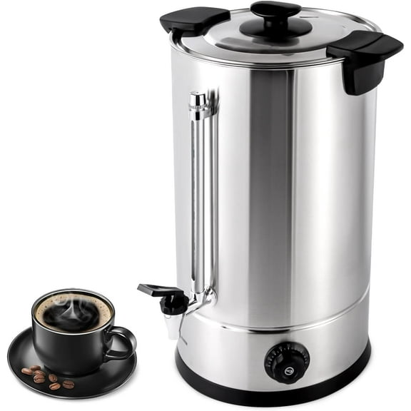 15L/3.96gal Coffee Urn, Large Percolator Coffee Pot Electric Kettle Hot Water Boiler Tea Urn Portable Coffee Maker Hot Drink Dispenser for Cafes, Offices, Camping, Gardens