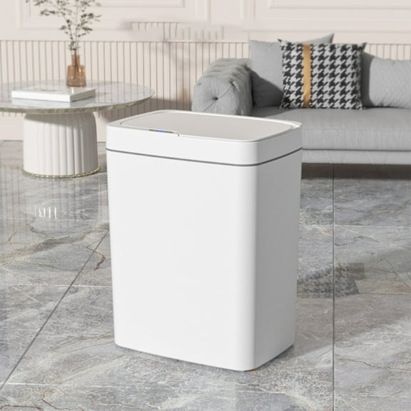 15L 4 Gallon Automatic Sensor Trash Can with Motion Sensor - Touchless Infrared Waste Bin for Kitchen Office - Silent Closing Lid with Tight Seal Odor Control - Water Resistant Compact Design