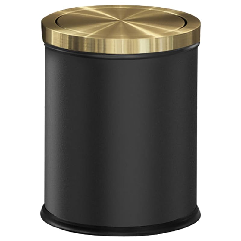 15L/4GAL Black and Gold Bathroom Garbage Can, Trash Can with Flipping