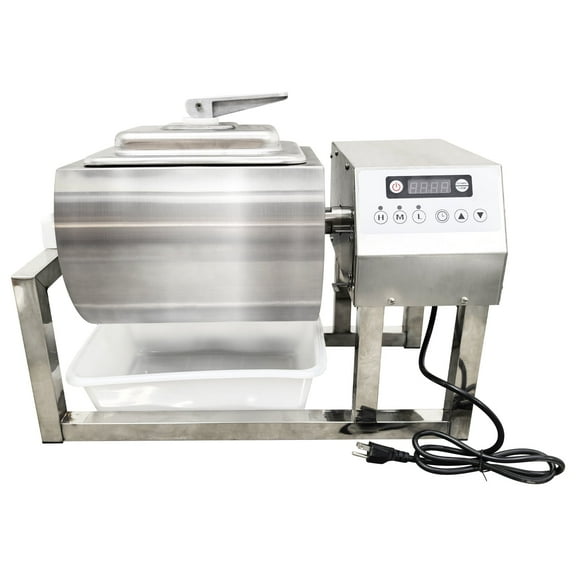 15L Circular Meat Vegetable Tumbler Marinator Bidirectional Rotation Food Curing Rolling Kneading Machine Stainless Steel 110V