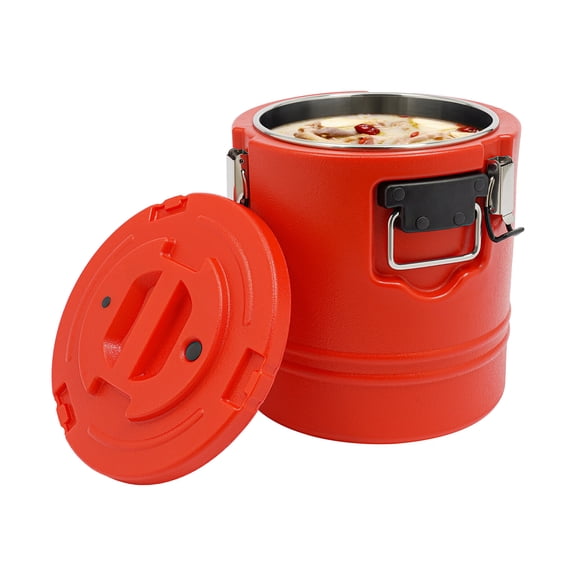 15L Commercial Insulated Bucket, Round Insulated Soup Container, Insulated Bucket (Red)