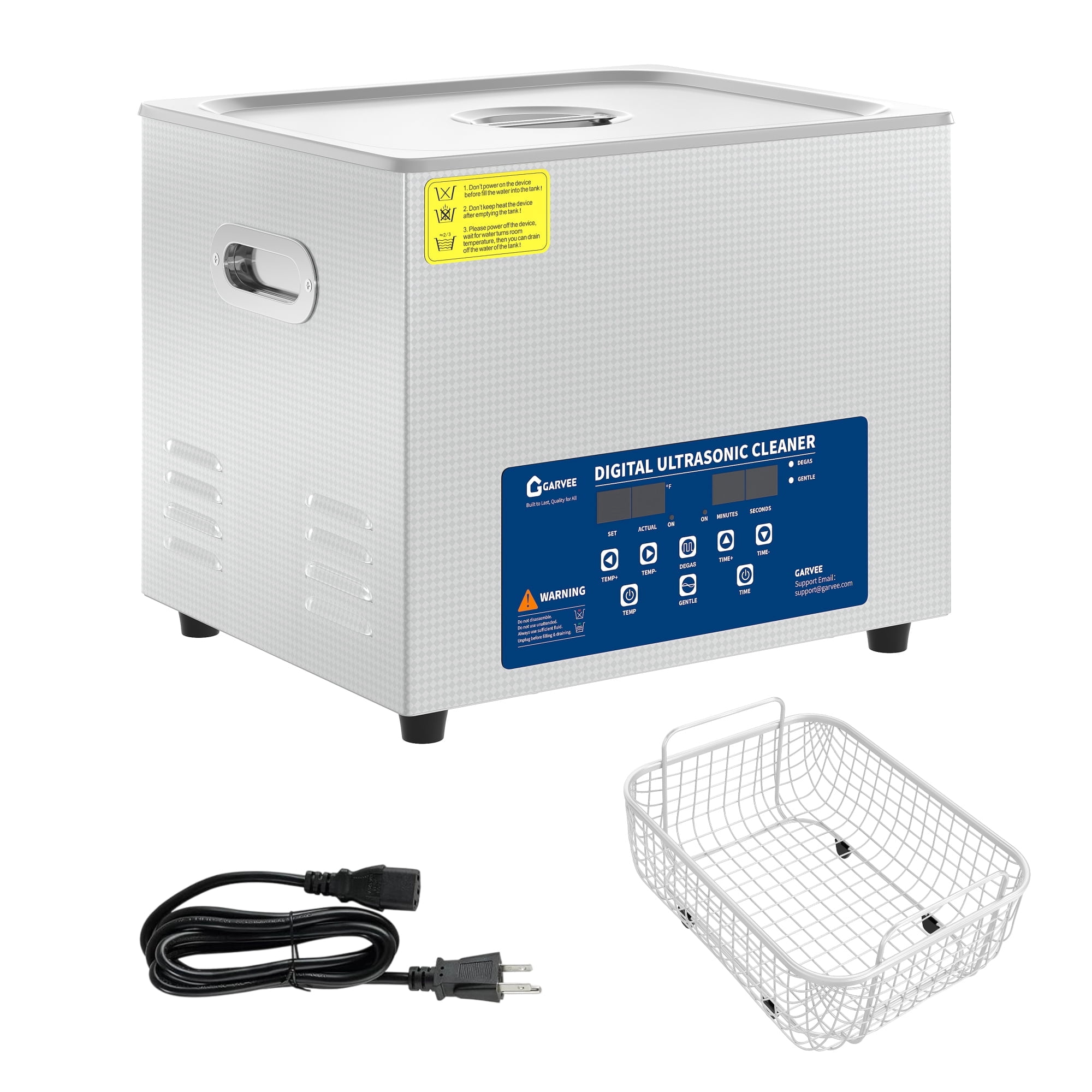 15L Digital Ultrasonic Cleaner with Timer, Professional Stainless Steel Cleaning Machine with Transducers for Jewelry, Glasses, Eyeglass