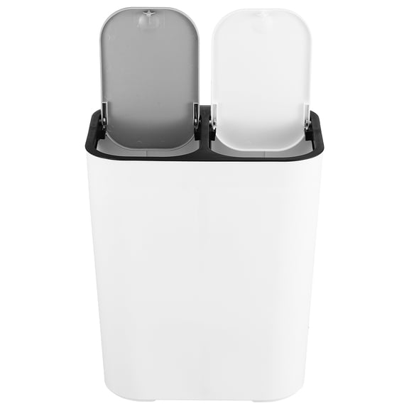 15L Dual Compartment Rubbish Bin, Double Kitchen Waste Trash Can for Home Restaurant
