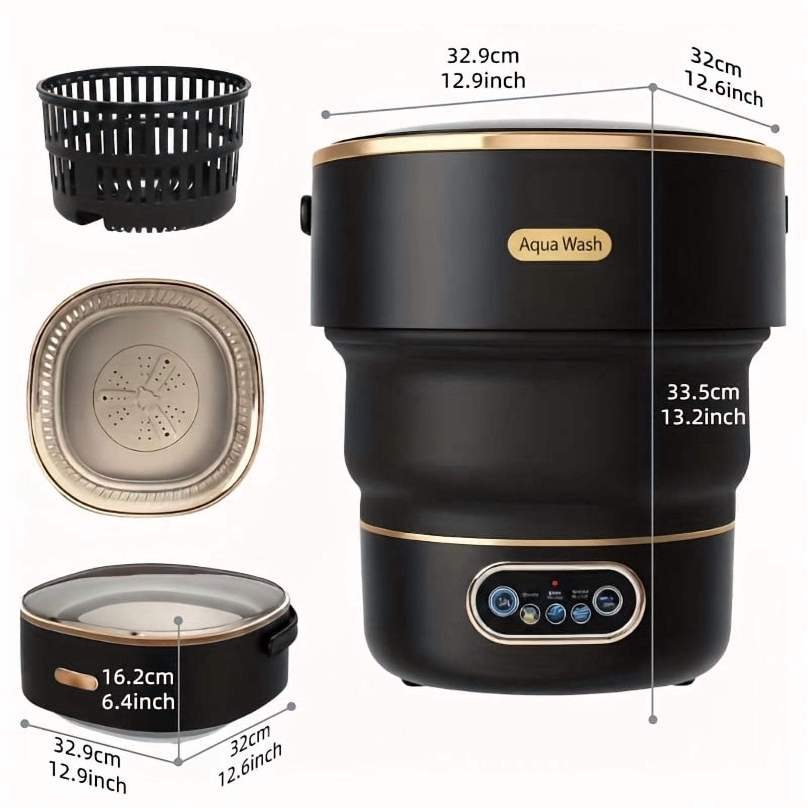 15L Foldable Portable Mini Washing Machine, Underwear & Sock Washer with Clothing Isolation, Space-Saving for Home, Travel, Apartment & RV Use