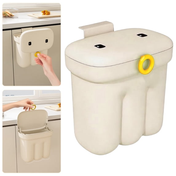 15L Kitchen Compost Bin for Countertop or Under Sink - Kitchen Trash Bin Hanging with Lid for Cupboard/Bathroom/Bedroom/Office/Camping, Mountable Indoor Compost Bucket (White,9.05*5.11*9.84Inch)