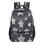 15L Large Laptop Backpack Lightweight Multi Pocket Travel Bag for Men Women Business Commuter, Black White Stars Printed