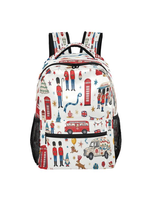 15L Large Laptop Backpack Lightweight Multi Pocket Travel Bag for Men Women Business Commuter, British Festive Printed