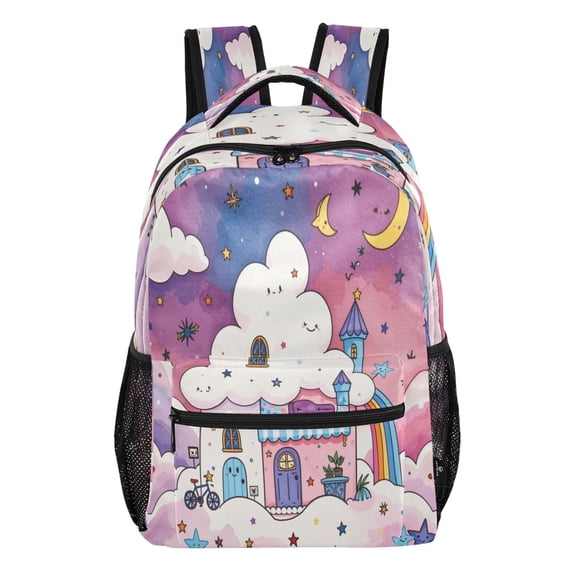 15L Large Laptop Backpack Lightweight Multi Pocket Travel Bag for Men Women Business Commuter, Cloud Castle Printed