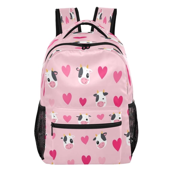 15L Large Laptop Backpack Lightweight Multi Pocket Travel Bag for Men Women Business Commuter, Cow-heart Printed