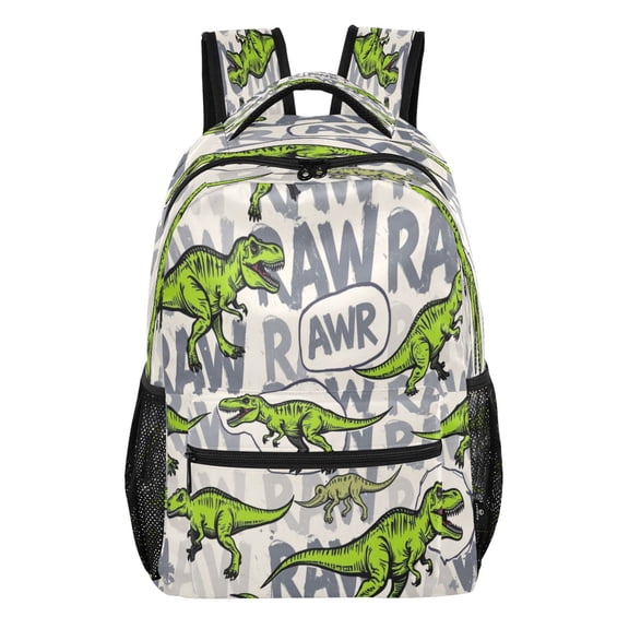 15L Large Laptop Backpack Lightweight Multi Pocket Travel Bag for Men Women Business Commuter, Green Dino Printed