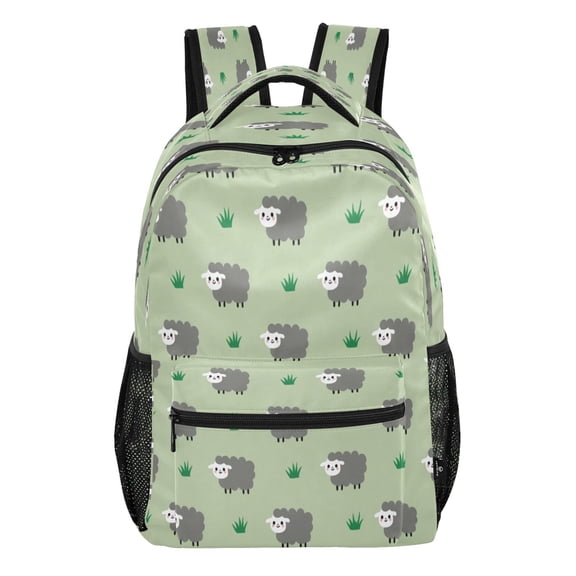 15L Large Laptop Backpack Lightweight Multi Pocket Travel Bag for Men Women Business Commuter, Green Sheep Printed