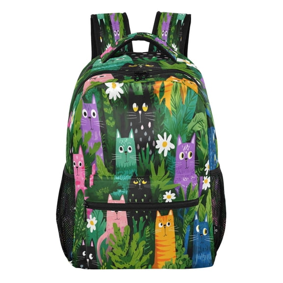 15L Large Laptop Backpack Lightweight Multi Pocket Travel Bag for Men Women Business Commuter, Jungle Cats Printed