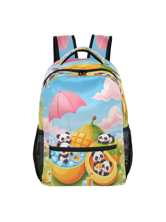 15L Large Laptop Backpack Lightweight Multi Pocket Travel Bag for Men Women Business Commuter, Mango Panda Summer Printed