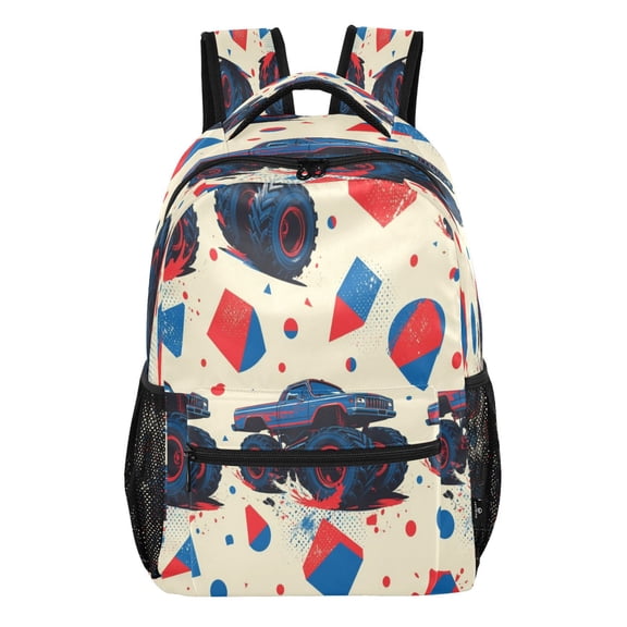 15L Large Laptop Backpack Lightweight Multi Pocket Travel Bag for Men Women Business Commuter, Monster-truck Printed