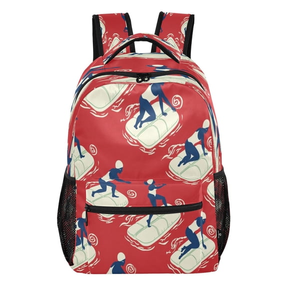 15L Large Laptop Backpack Lightweight Multi Pocket Travel Bag for Men Women Business Commuter, Red Swimmers Printed