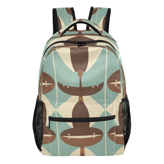 15L Large Laptop Backpack Lightweight Multi Pocket Travel Bag for Men Women Business Commuter, Retro Geo Printed
