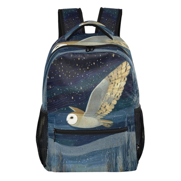 15L Large Laptop Backpack Lightweight Multi Pocket Travel Bag for Men Women Business Commuter, The Owl Is Flying Printed