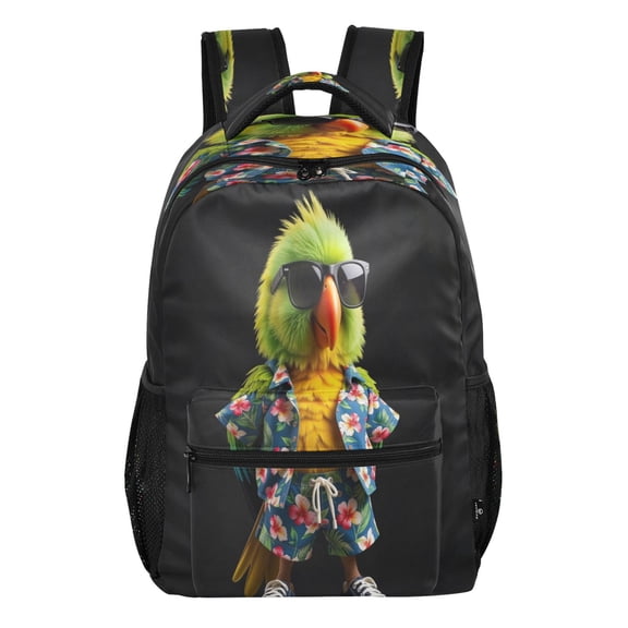 15L Large Laptop Backpack Lightweight Multi Pocket Travel Bag for Men Women Business Commuter, Tropical-parrot Printed
