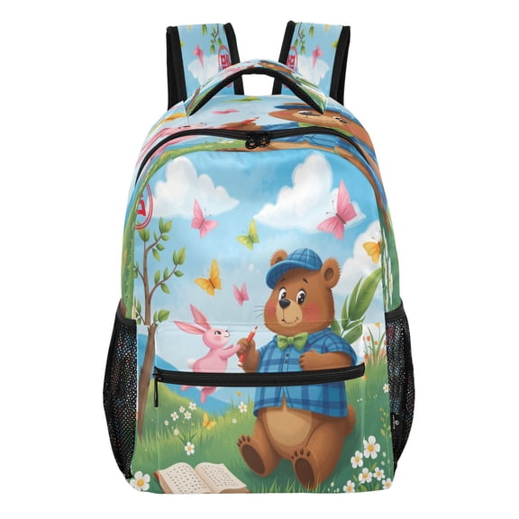15L Large Laptop Backpack Lightweight Multi Pocket Travel Bag for Men Women Business Commuter, Woodland Pals Printed