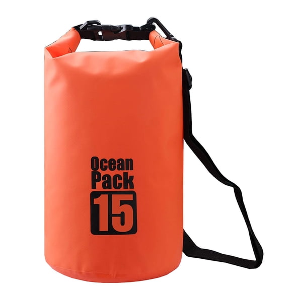 15L Orange 500D Tarpaulin Heavey-Duty PVC Water Proof Dry Bag Sack for Kayaking / Boating / Canoeing / Fishing / Rafting / Swimming / Camping / Snowboarding