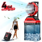15L Portable Misting Fan with Wheels, 30000mAh Rechargeable Battery Operated Outdoor Fan, 4 Speeds & 4 Mist Modes, 90  Auto-Oscillation, for Patio, Camping, Jobsite, BBQ
