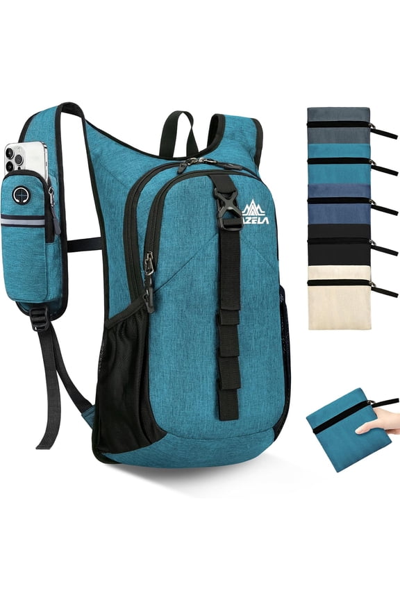 15L Small Hiking Backpack for Women Men, Foldable Packable Backpack with Phone Pocket, Lightweight Travel Daypack for Hiking Camping Outdoor (Black)