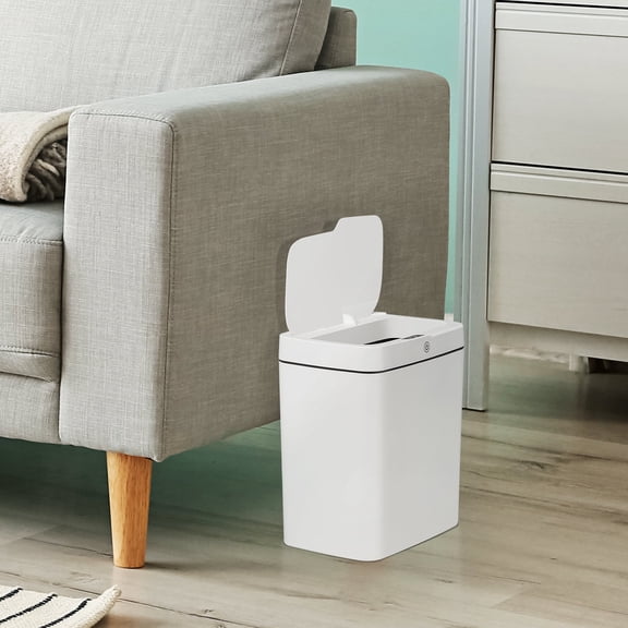 15L Touchless Sensor Trash Can, Battery‑Operated Auto Open with 2 Induction Modes & Manual Control, Drawstring Bag System for Bathroom, Bedroom, Office