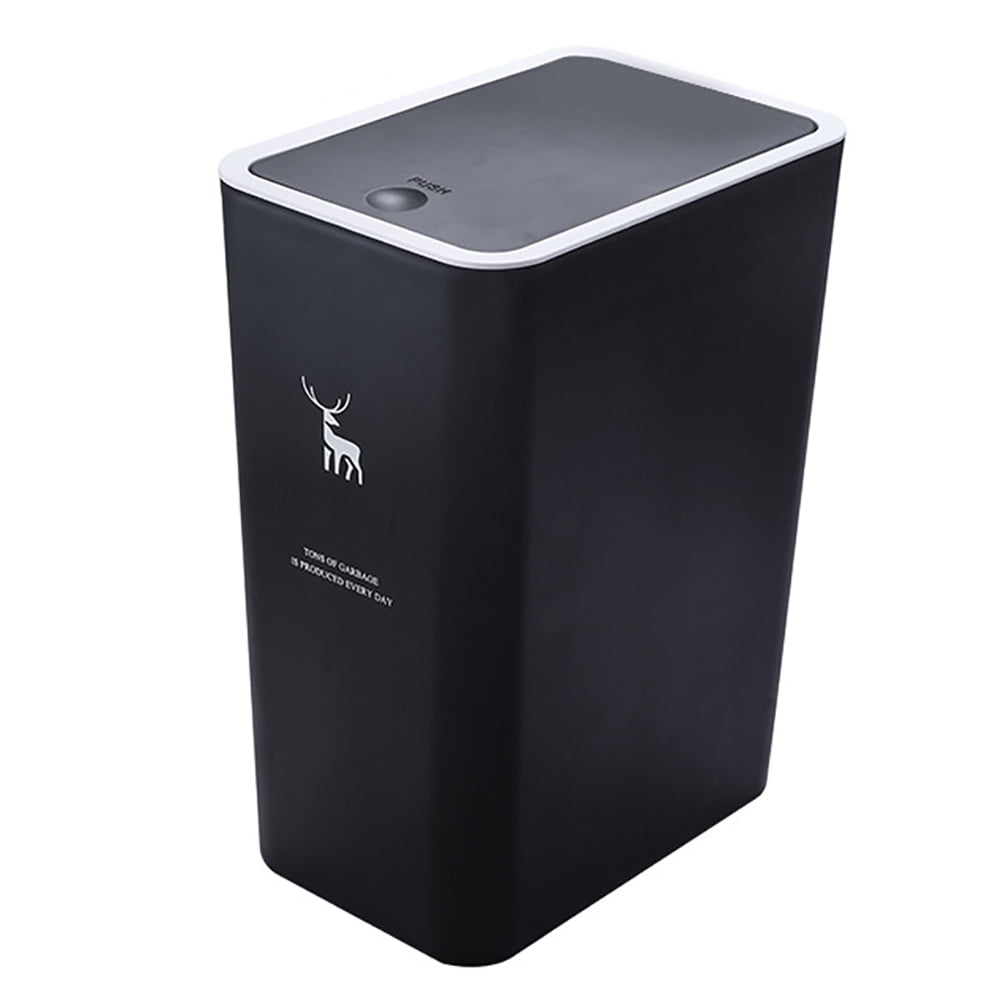 15L Trash Can with Press Spring Lid – Portable Narrow Plastic Garbage ...