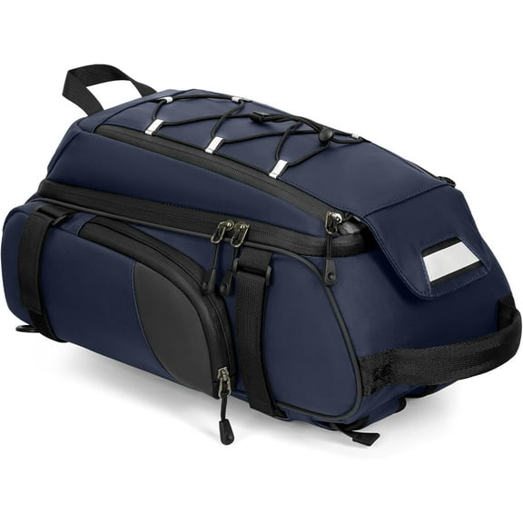 15L Waterproof Bike Rear Rack Trunk Pannier Saddle Bag with Rain Cover Convertible Shoulder Backpack Handbag Blue