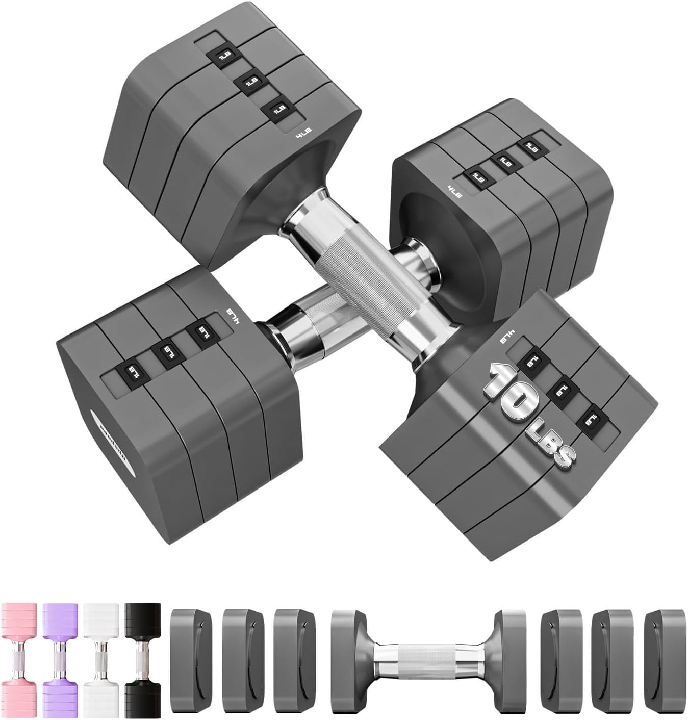 15LB 20LB 30LB 40LB 50LB Adjustable Dumbbell Set Free Weights Dumbbells Set for Women Men Hand Weights Sets Adjust Dumbbell Weight Sets for Home Gym Exercise Workout Strength Training Equipments