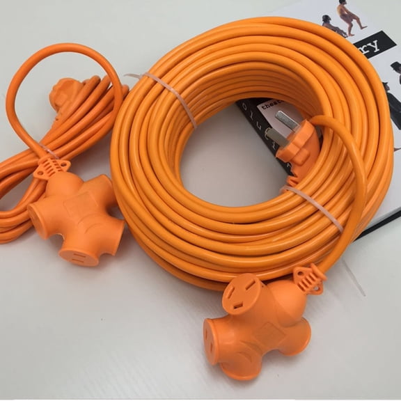 15M/49ft Heavy Duty Extension Cord with Floor Socket – High Power Industrial Power Strip for Home & Workshop Use Orange