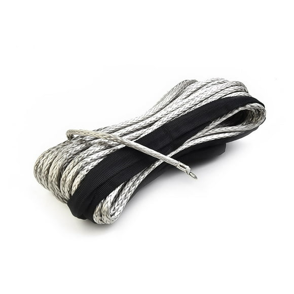 15M High Strength Synthetic Winch Line Cable Rope Tow Cord With Sheath Gray For Cars SUV ATV Motorcycle Accessories