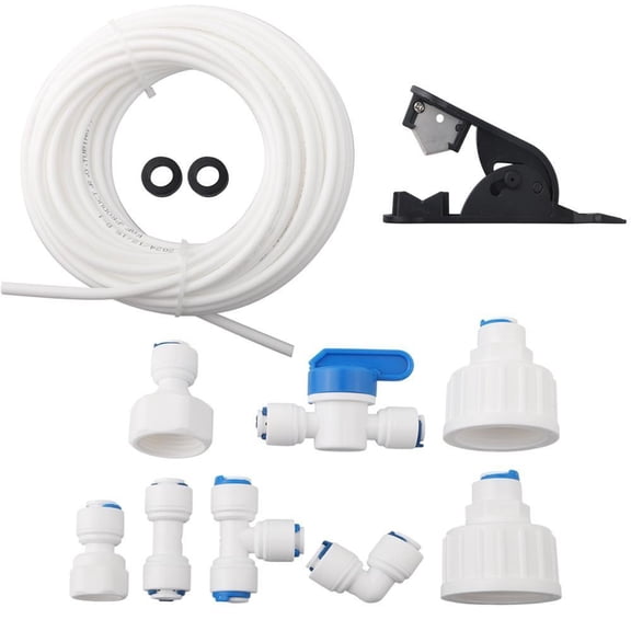 15M Refrigerator Water- Supply Line Connection Kit, with Double Fridge Connectors Push Fit, Quick Connect Fittings for Maker Water Dispenser White(15m)