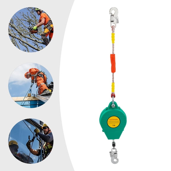 15M Self Retracting Lifeline Lanyard Fall Arrester Fall Protection w/ Hook Green