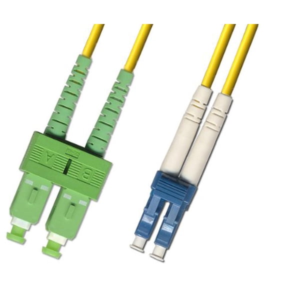 15M Singlemode Duplex Fiber Optic Cable (9/125) - SC/APC to LC/UPC