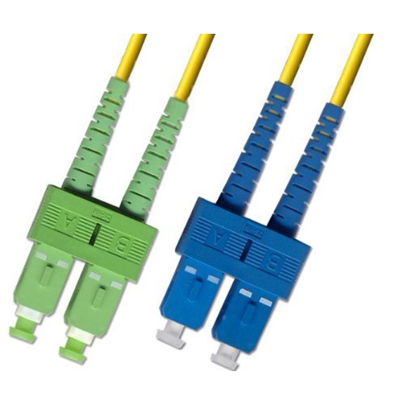 15M Singlemode Duplex Fiber Optic Cable (9/125) - SC/APC to SC/UPC
