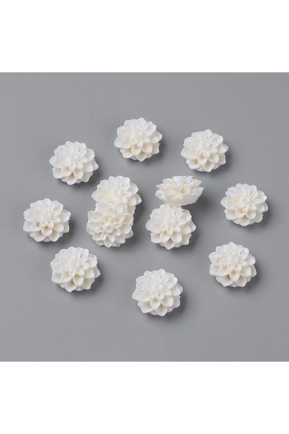 15MM White Flower Resin Cameo Cabochons for Finger Ring Making 15mm in diameter 8mm thick